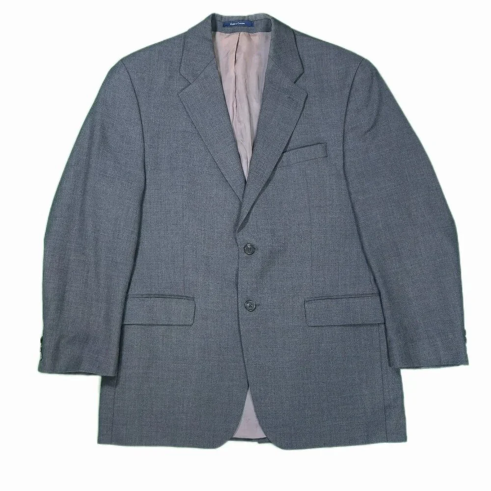 Ralph Lauren Men's Blazer Heather Gray Wool Made In Canada‎ Size 41R
